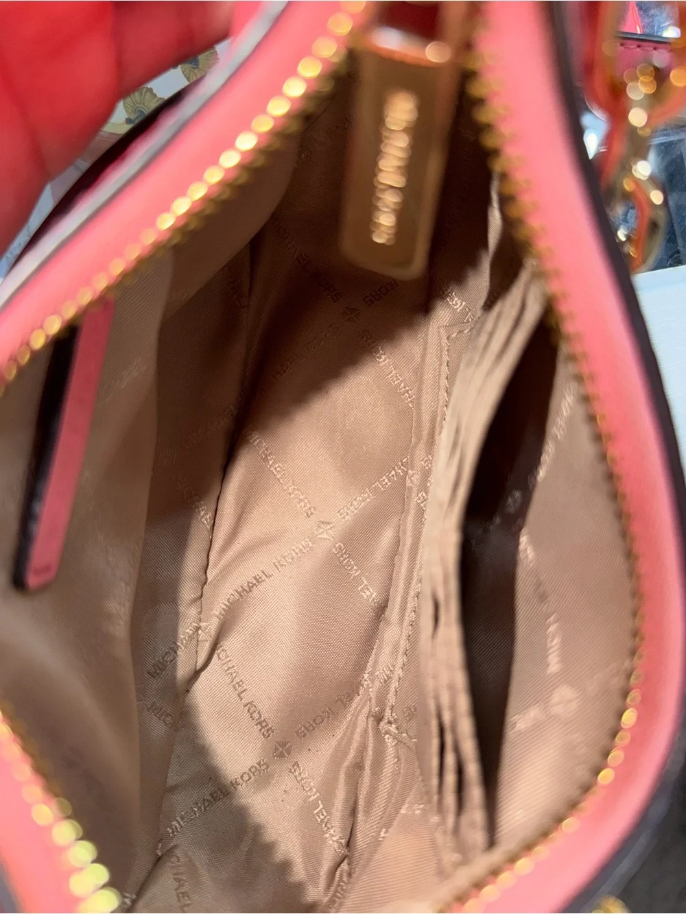 Michael Kors Pink Pebble Leather Shoulder Bag with Gold Chain Strap